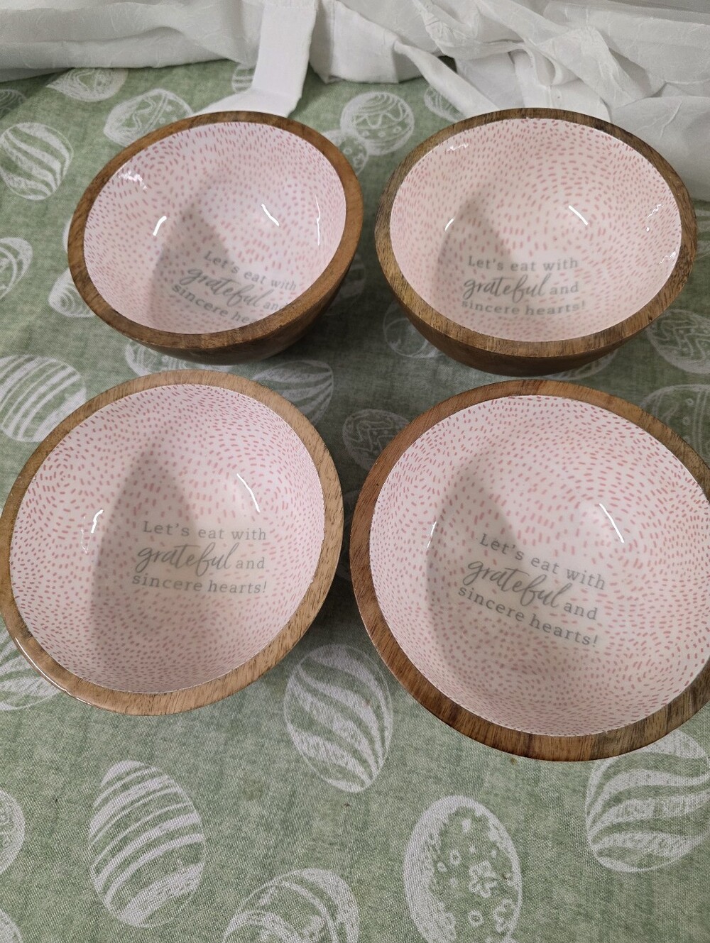 Mary & Martha wood serving bowl set of 4.